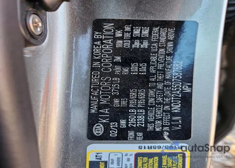 2013 Kia Soul из США, поврежденный, VIN KNDJT2A55D7587682